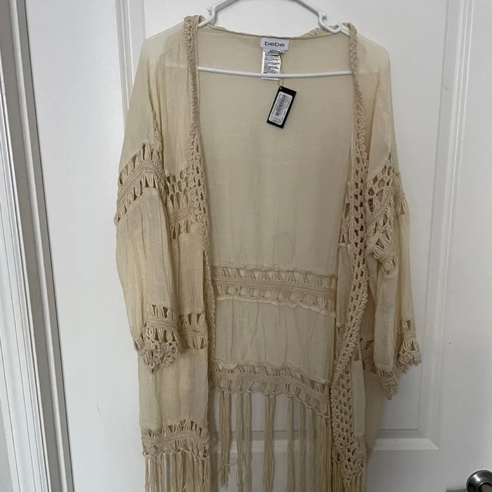 Bebe Gauze/ Crochet Fringed Cover up
